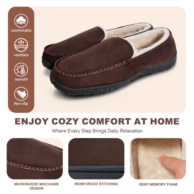 shoeslocker حذاء لوكر للرجال مقاس 13 نعال دافئة داخلية وخارجية بني - Image 5